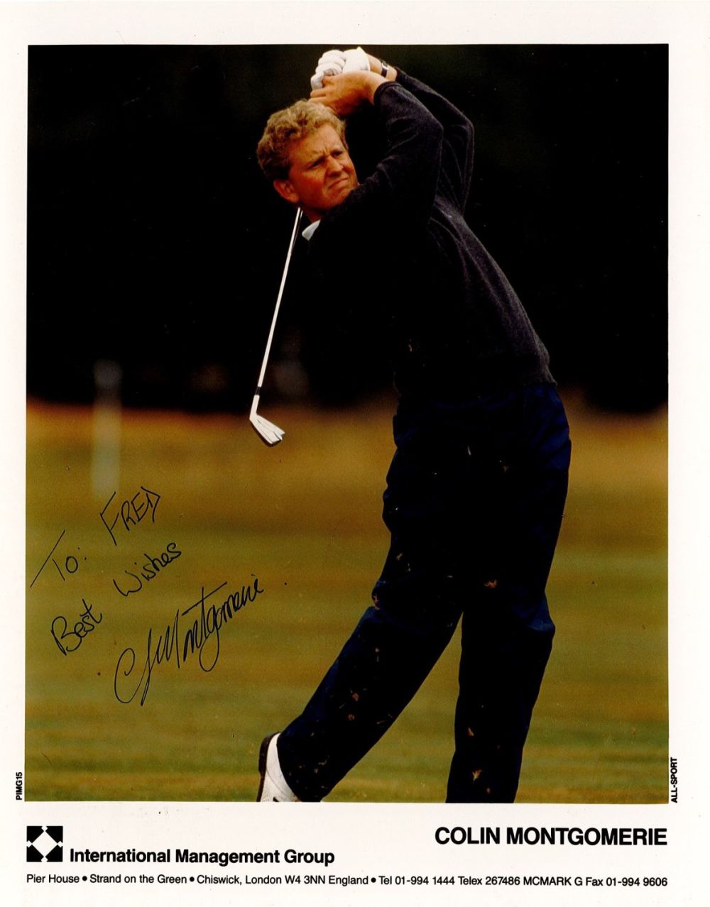 Lot 739: Golf Colin Montgomerie signed 10x8 promo photo dedicated....
