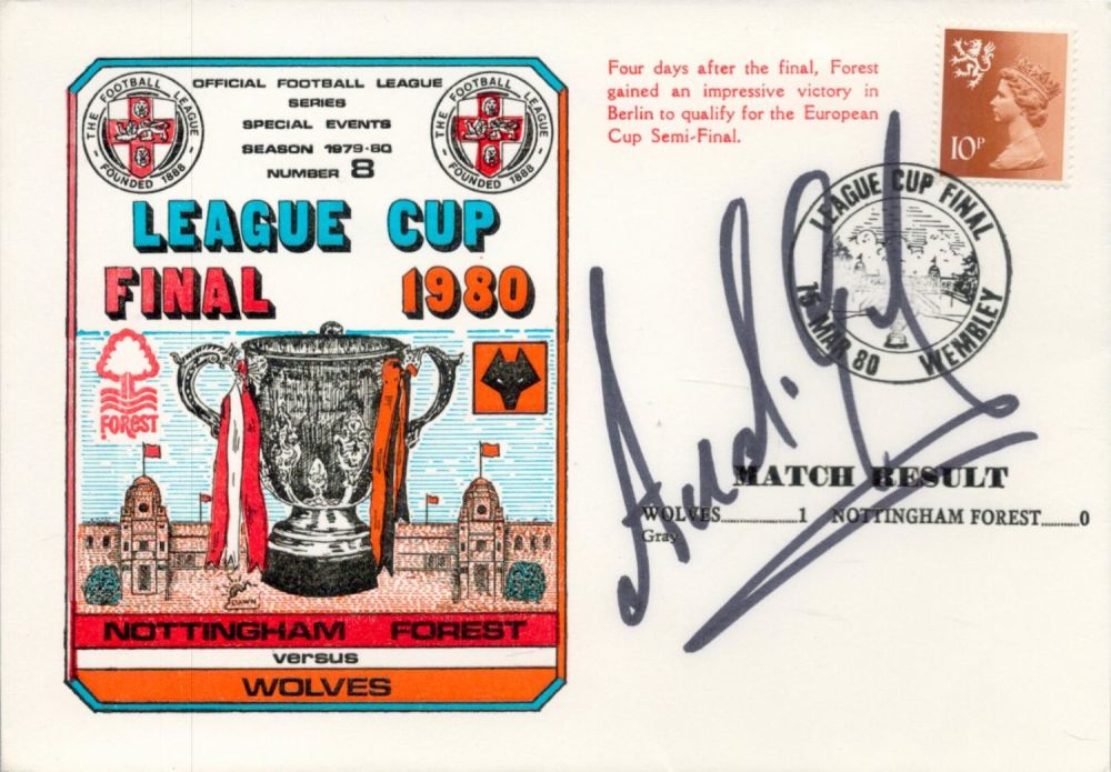 Lot 61: Andy Gray Signed FDC League Cup Final 1980...