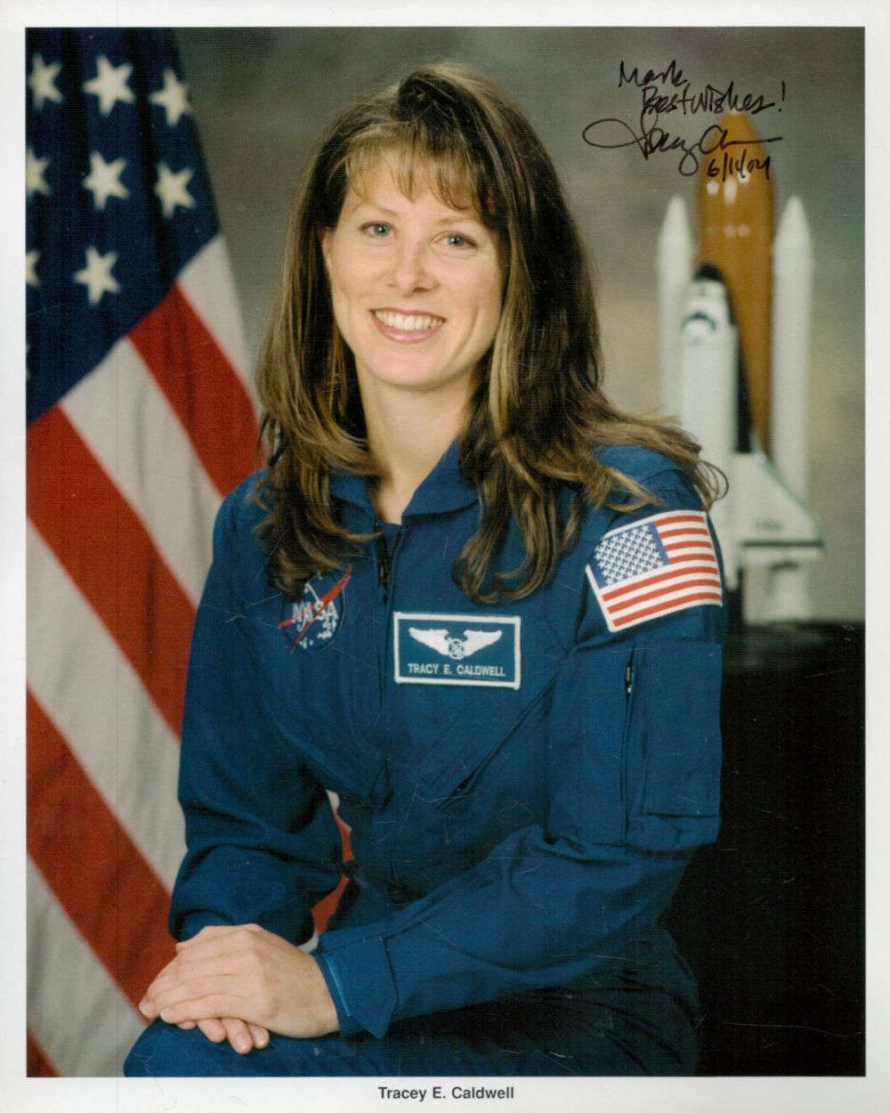 Lot 82: Tracy E Caldwell Astronaut Signed Nasa Colour Photo...