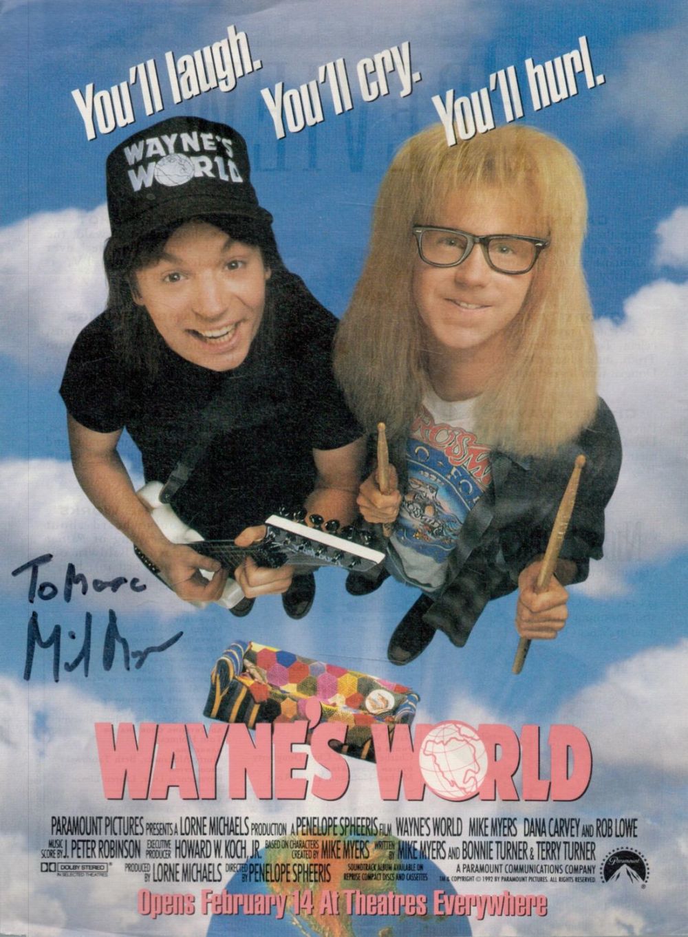 Lot 84: Mike Myers Creator Writer of Waynes World Signed...