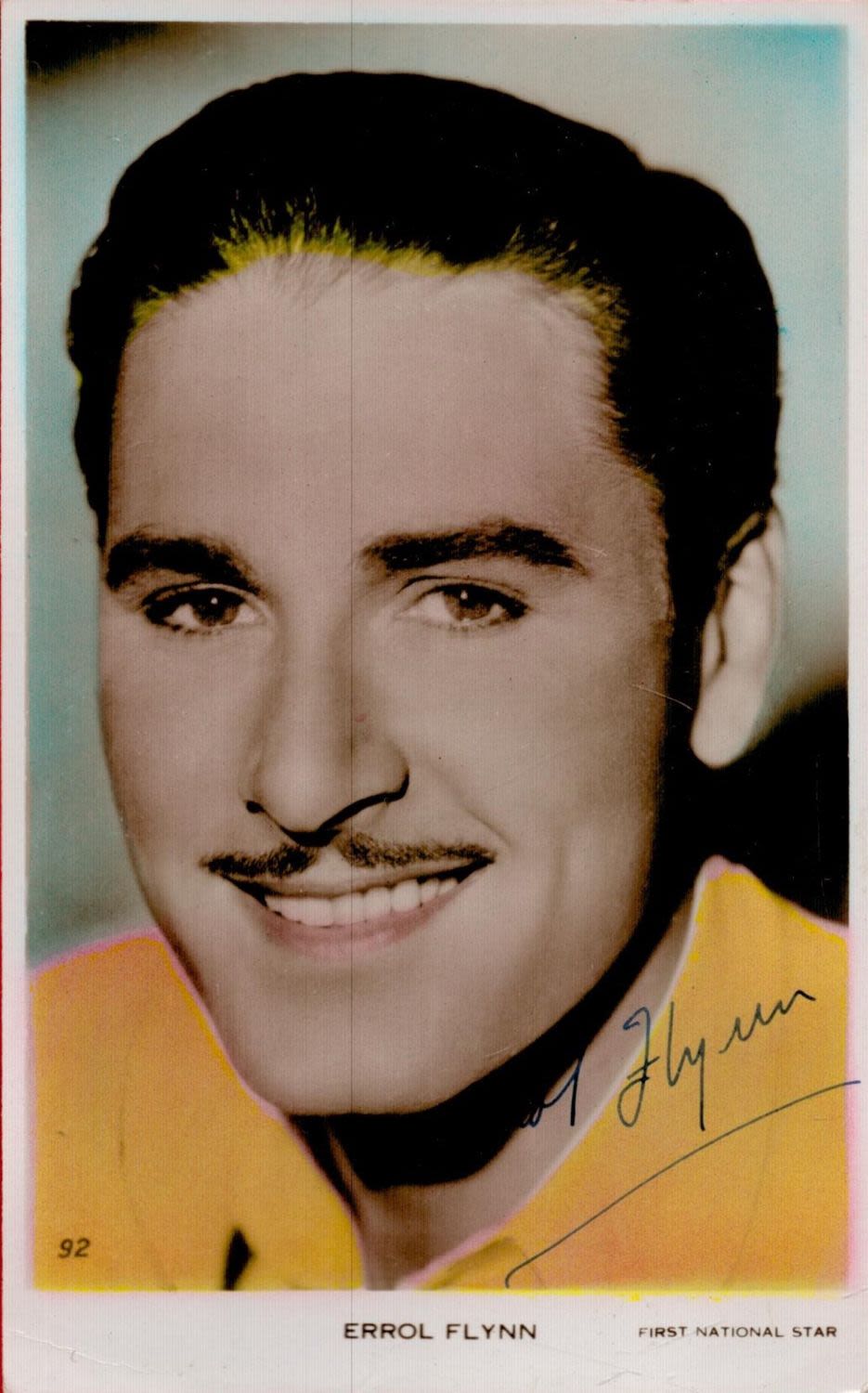Lot 94: Errol Flynn Signed 5x3 inch Colour Photo. Signed...