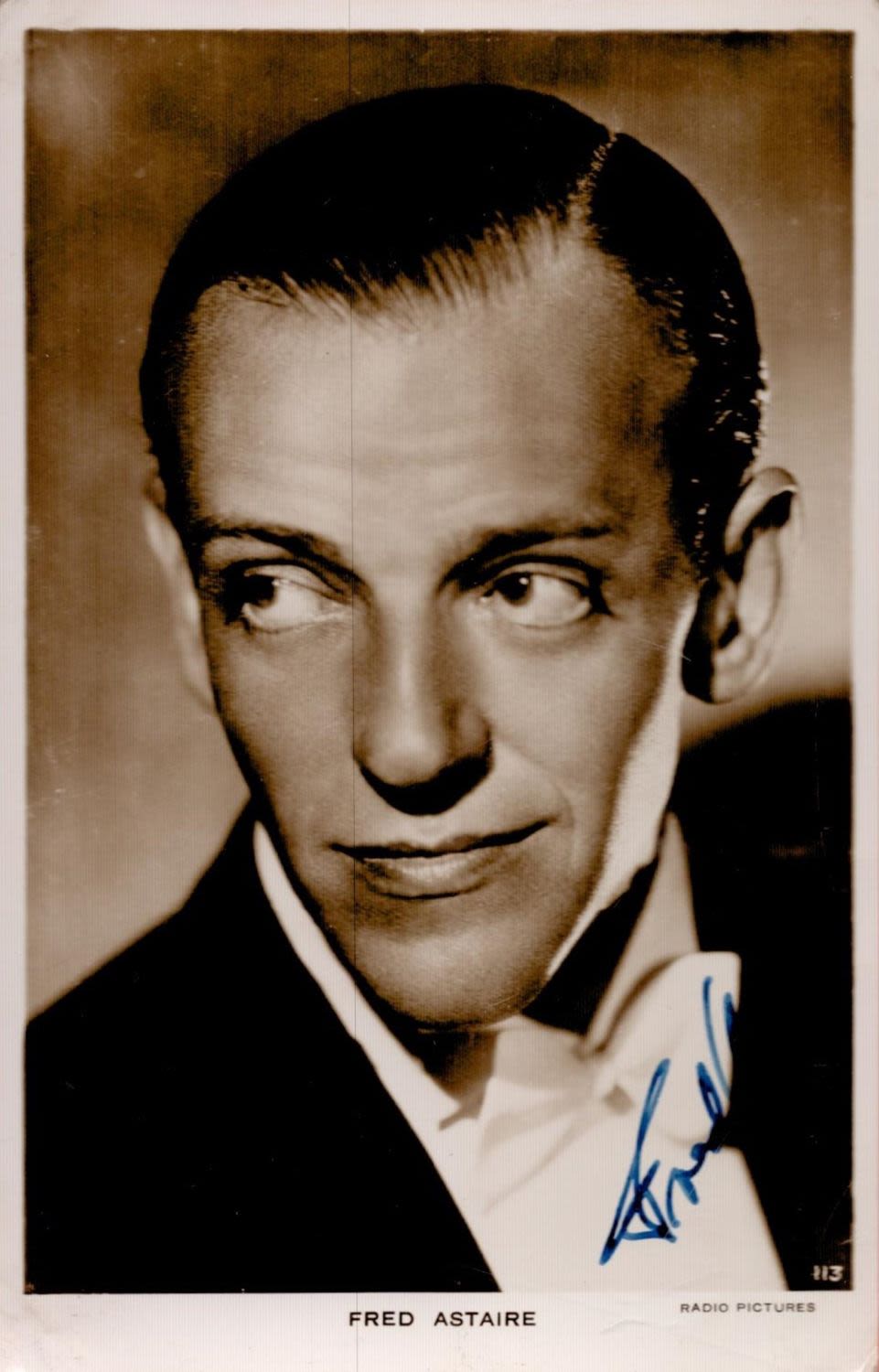 Lot 96: Fred Astaire Signed 5x3 inch approx Black and...