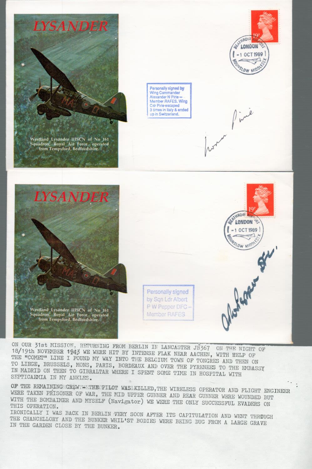 Lot 163: Wing Commander Alexander N Pirie and Sqn Ldr...