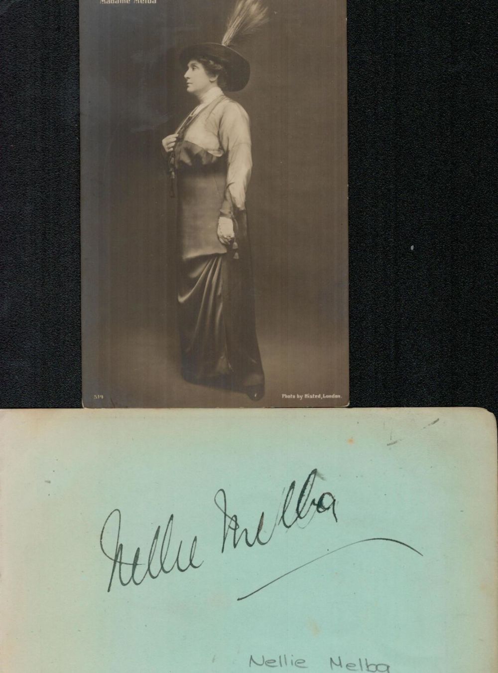 Lot 204: Nellie Melba signed album page with vintage photo....