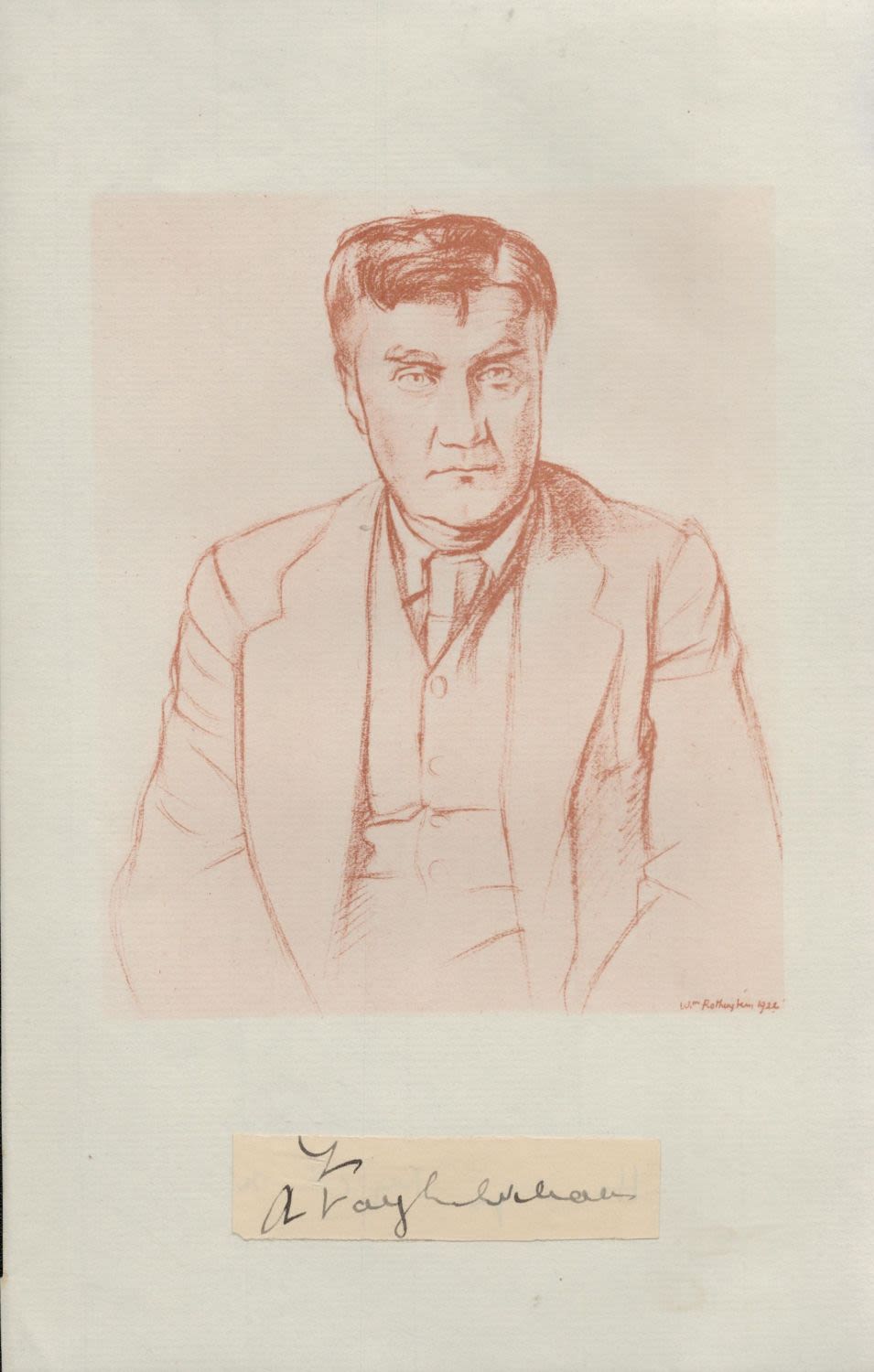 Lot 208: Ralph Vaughan Williams clipped signature attached to card....