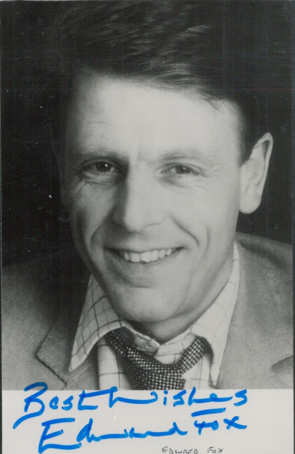 Lot 360: Edward Fox signed 6x4 black and white photo....