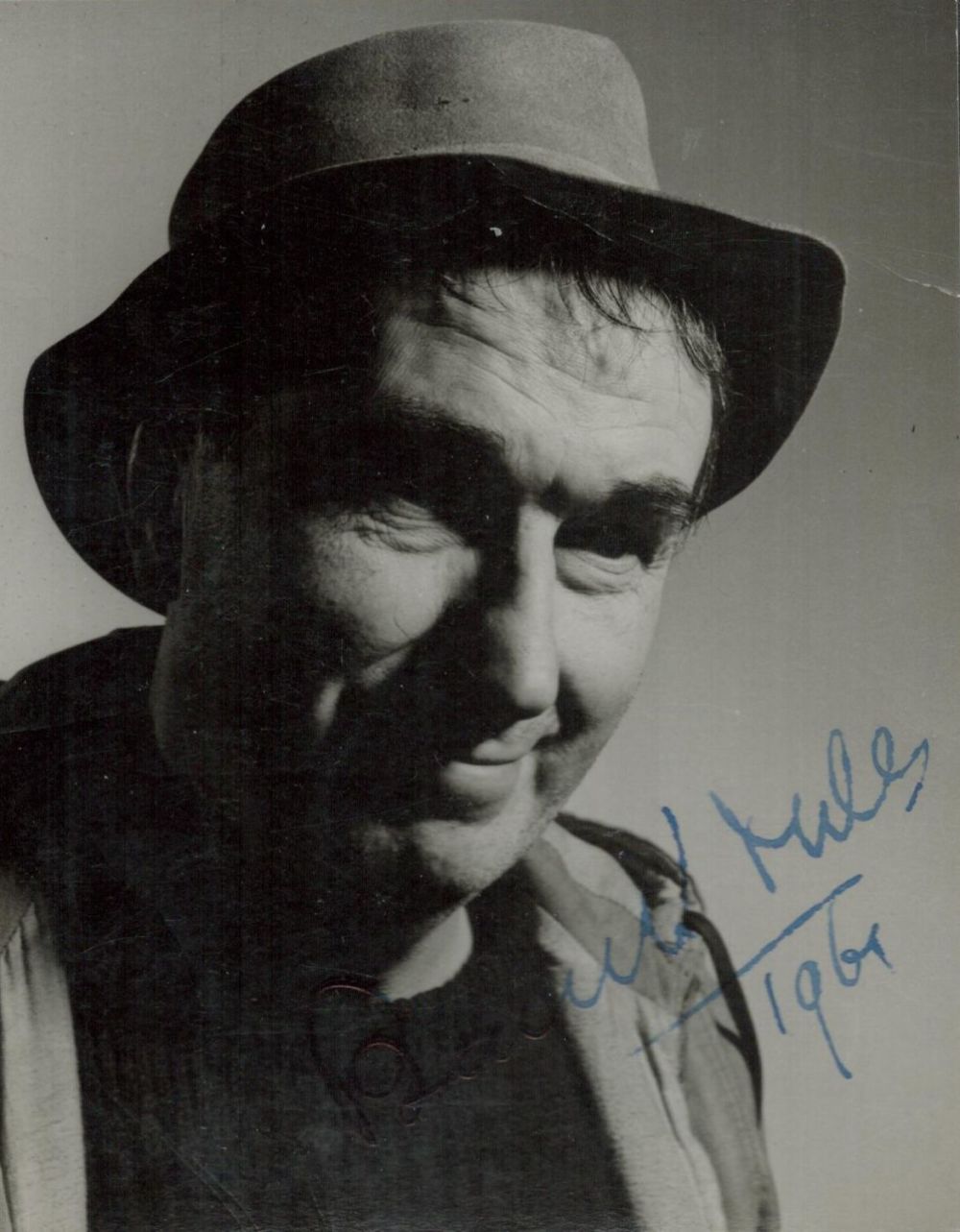 Lot 390: Bernard Miles signed 5x4 black and white photo....