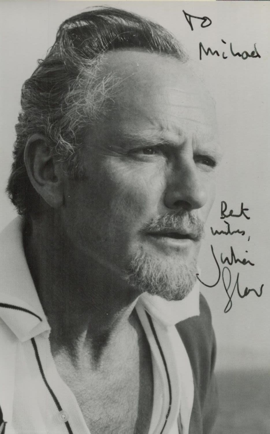 Lot 391: Julian Glover signed 6x4 black and white photo....