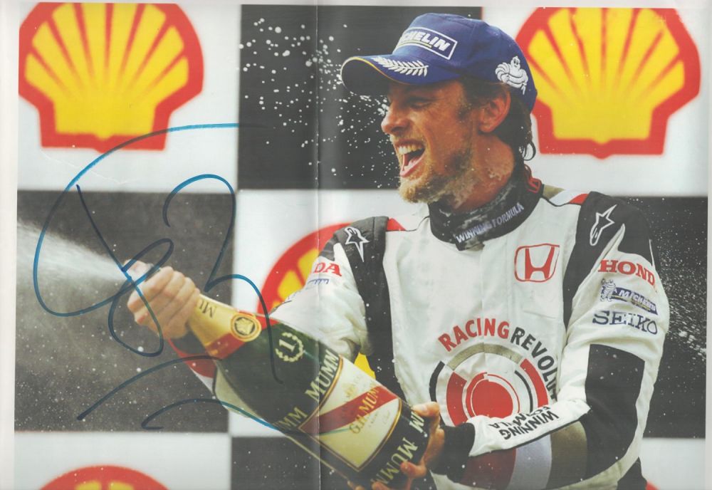 Lot 463: Jenson Button signed 18x12 colour photo. All autographed...