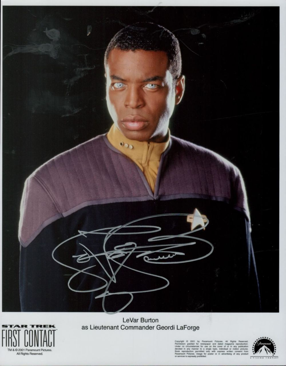 Lot 498: Levar Burton signed 10x8 Star Trek First Contact...