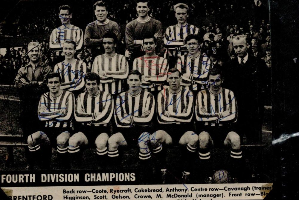 Lot 502: Multi-signed Magazine cutting Fourth Division Champions Brentford. All...