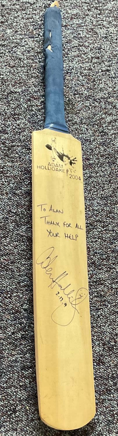 Lot 571: Adam Hollioake signed 2004 Cricket Bat. All autographed...