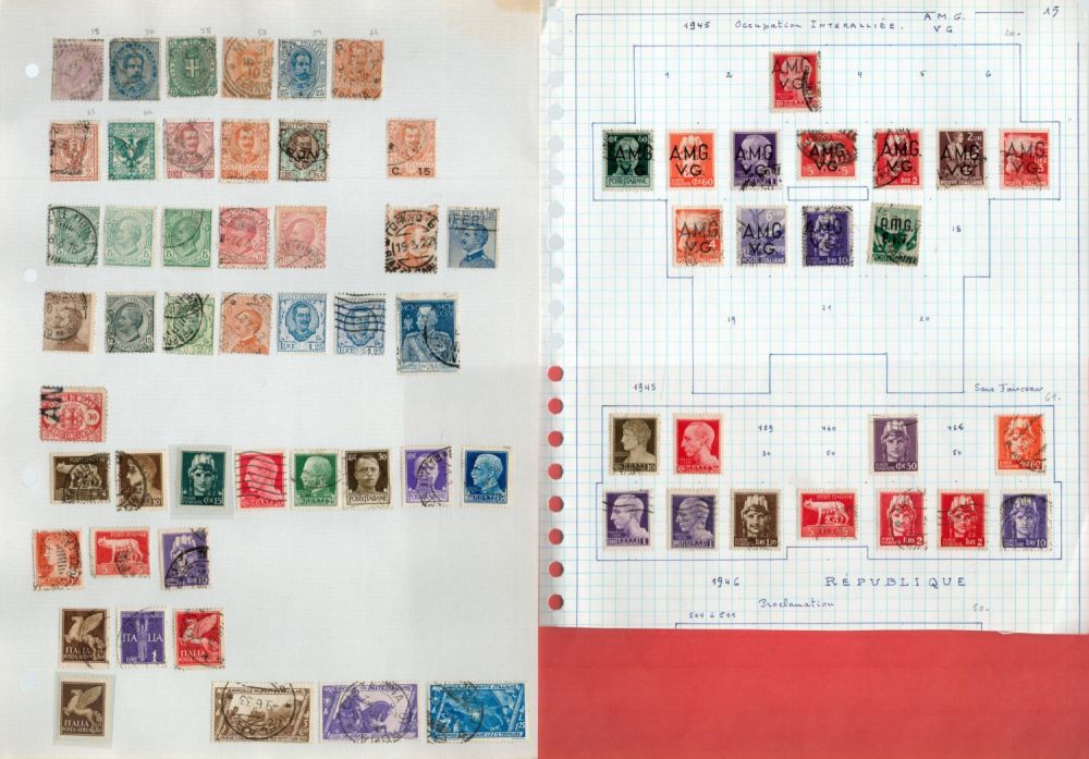 Lot 607: Italy Used Stamps collection on leaves containing approx...