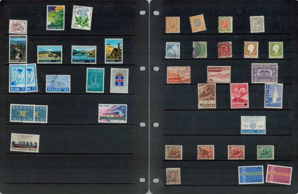 Lot 614: Iceland used Stamps on 13 Pages and Stockcards...