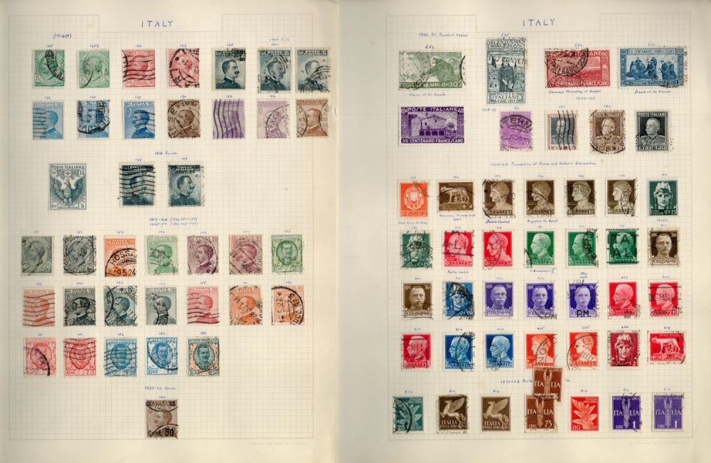 Lot 628: Italy used Stamps on 9 Album leaves containing...
