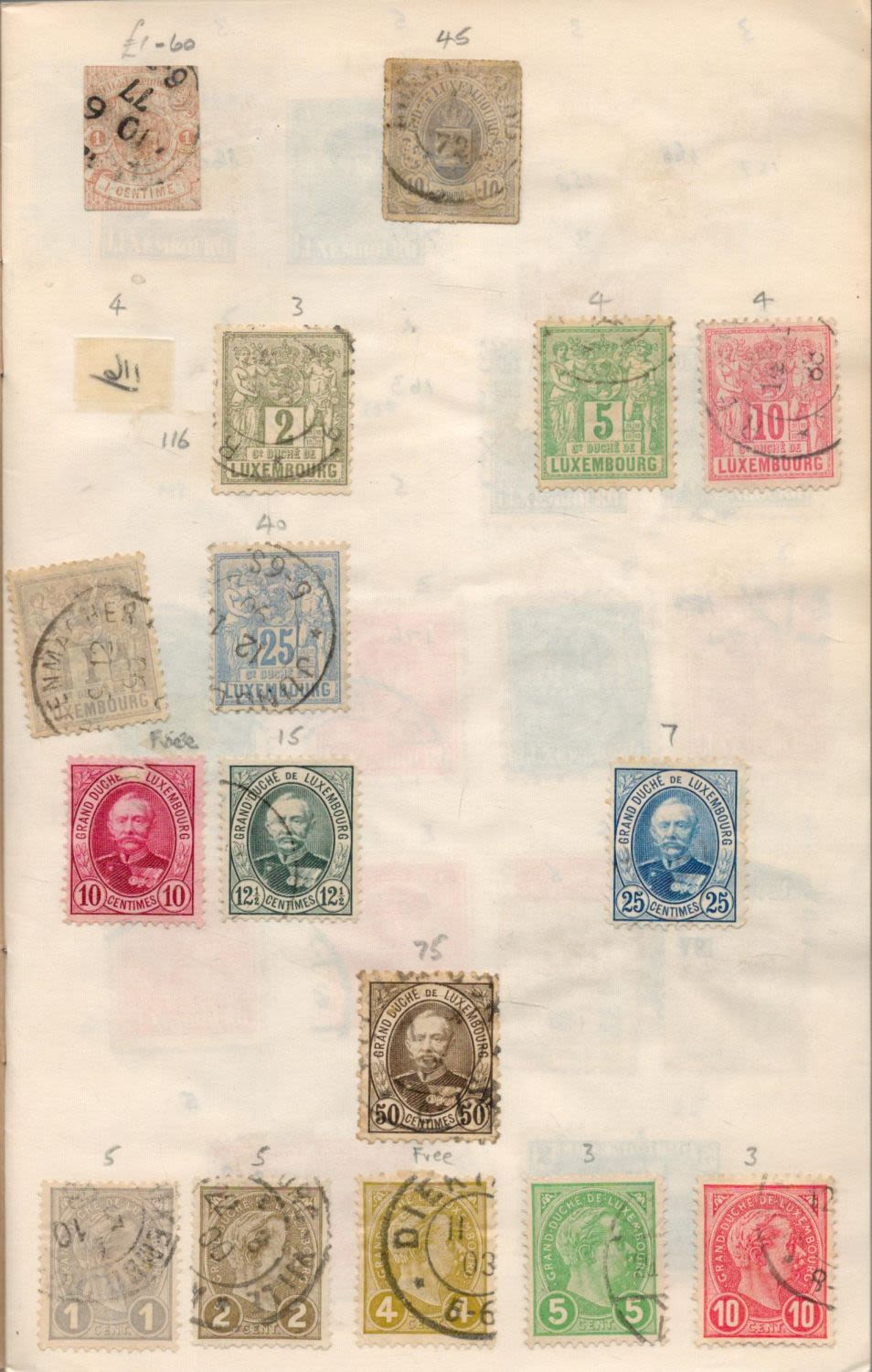 Lot 632: Luxembourg used Stamps on pages and Approval Book...