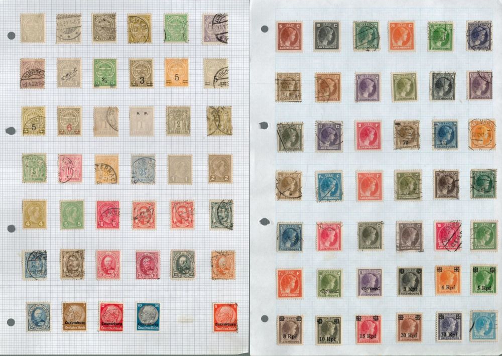 Lot 636: Luxembourg used Stamps on 15 old Album pages...