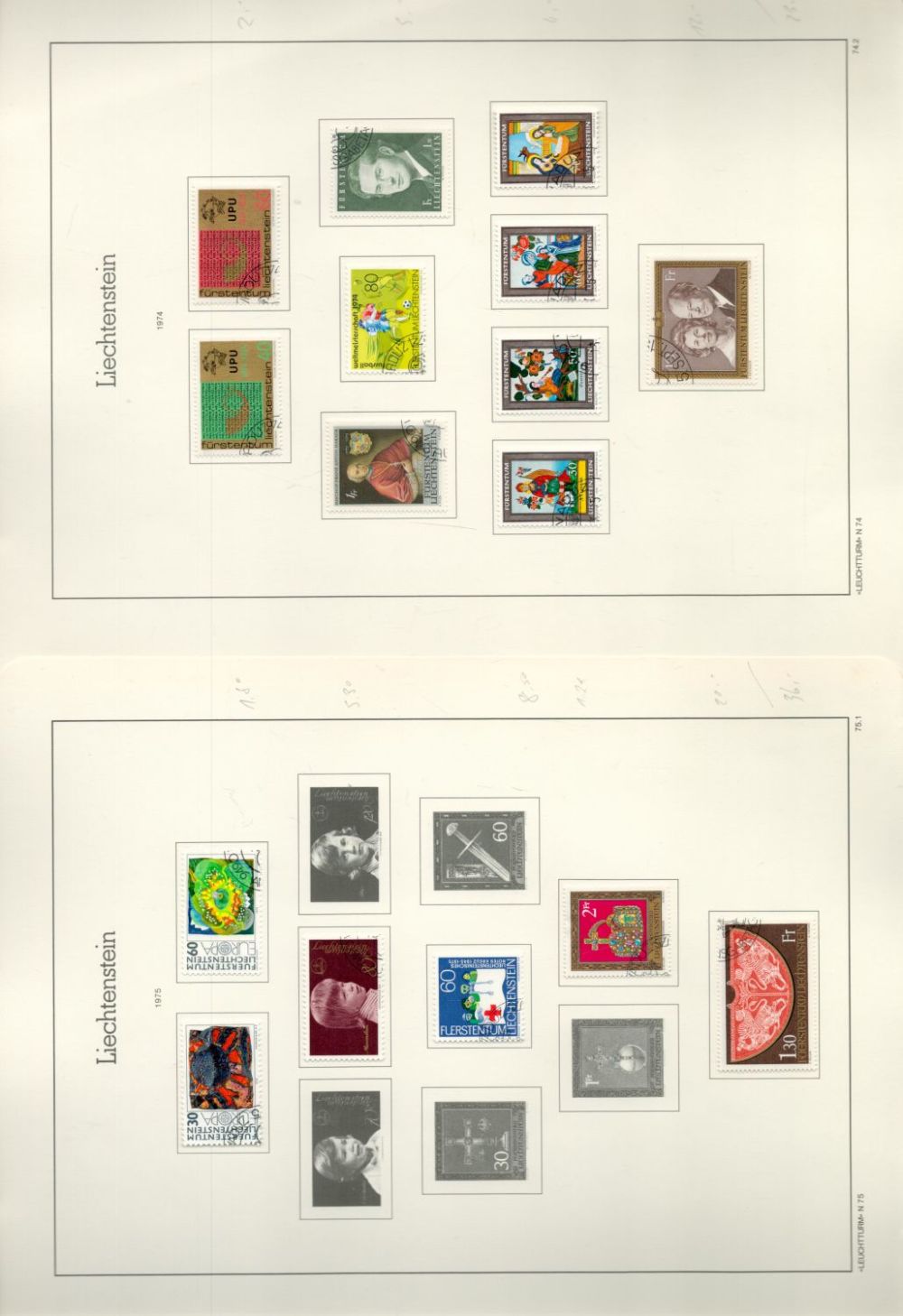 Lot 640: Liechtenstein used Stamps on Album leaves containing approx...
