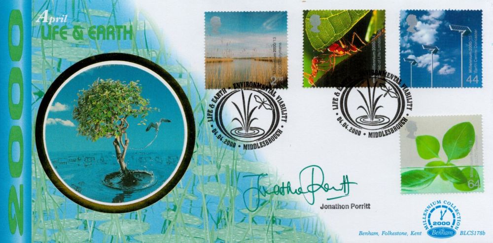 Lot 642: Jonathon Porritt signed April Life and Earth FDC....