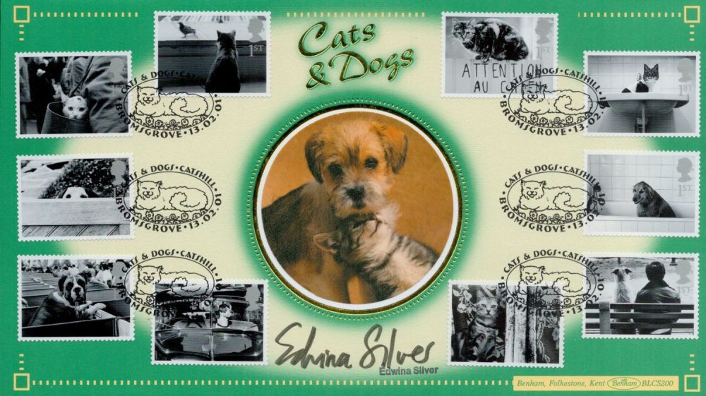 Lot 651: Edwina Silver signed FDC. Cat and Dogs. Catshill....