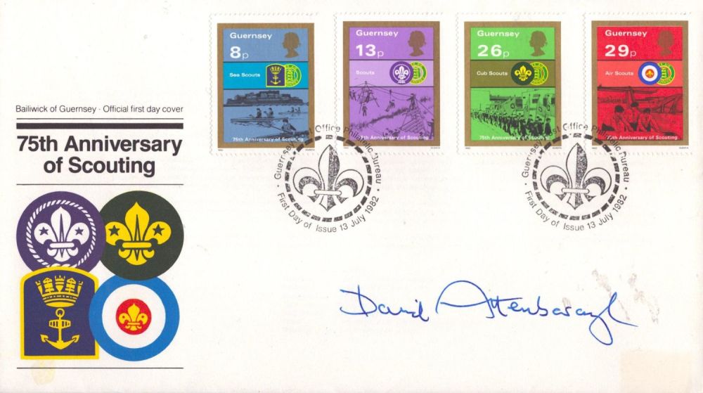 Lot 63: David Attenborough signed 75th Anniversary of Scouting commemorative...