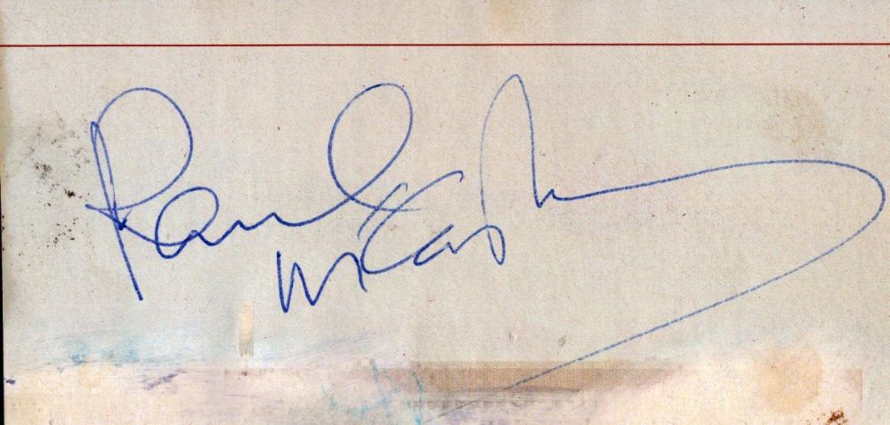 Lot 69: Paul McCartney signed 5x3 white card. Sir James...