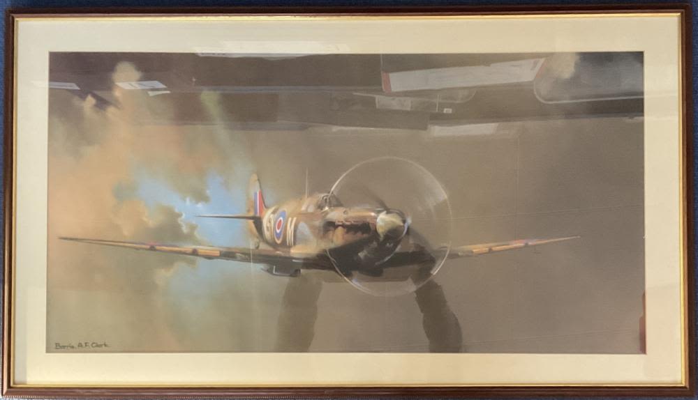Lot 97: WW2 Spitfire Colour Print by Barrie F Clark,...