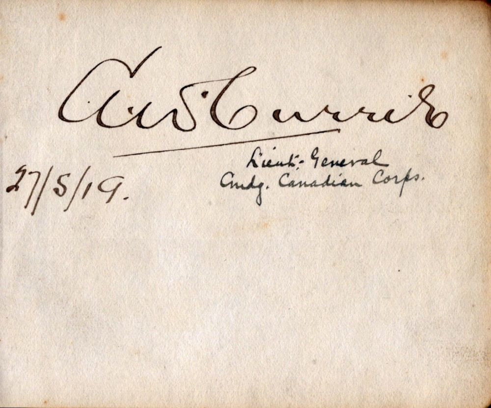 Lot 100: General Sir Arthur William Currie signed 5x4 album...