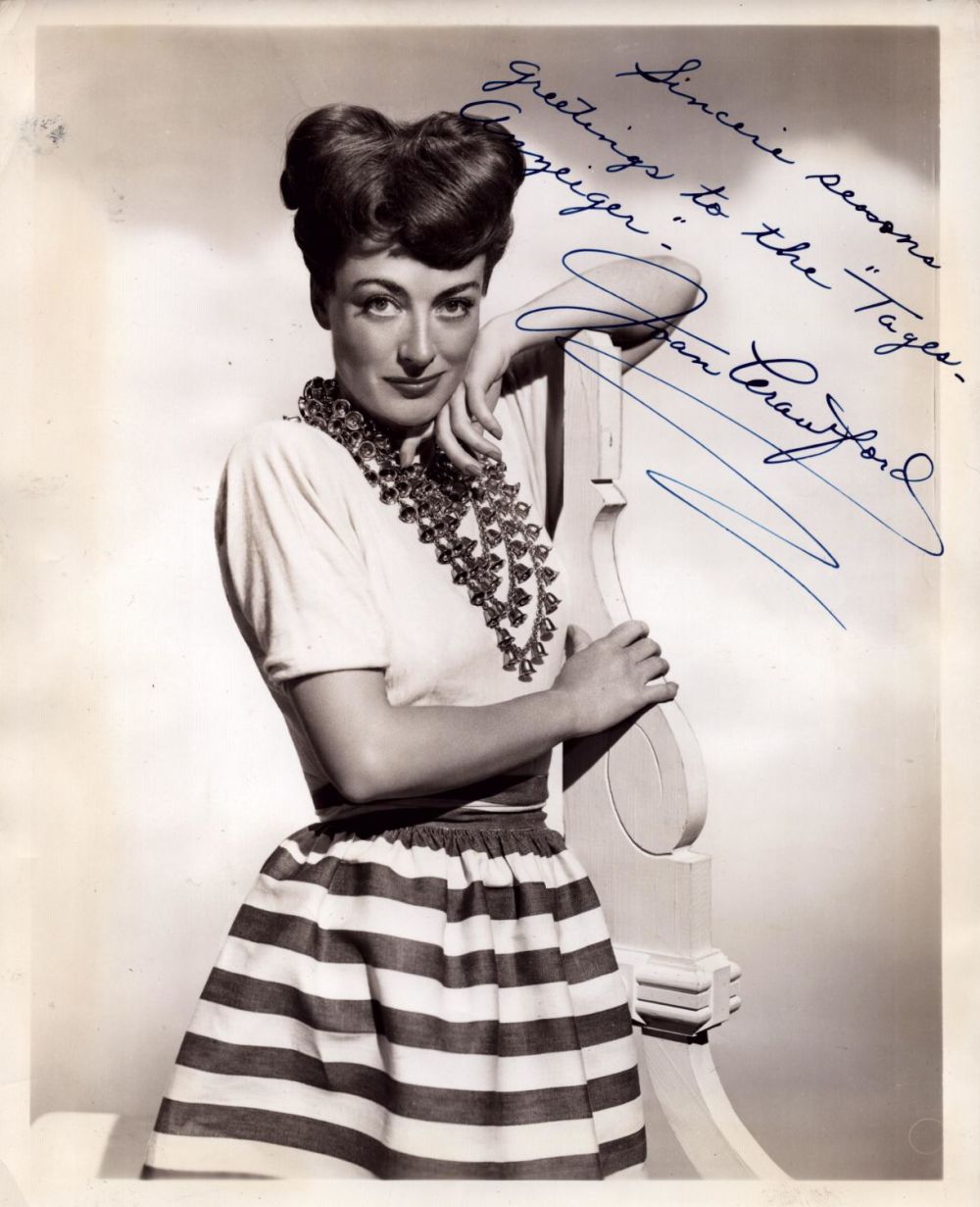 Lot 110: Joan Crawford signed 10x8 black and white original...