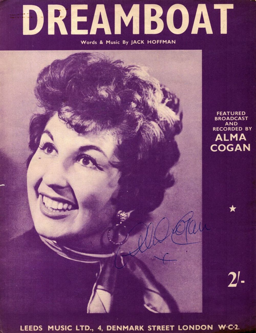Lot 134: Alma Cogan (1932-1966) Singer Signed Vintage 'Dreamboat' Sheet...
