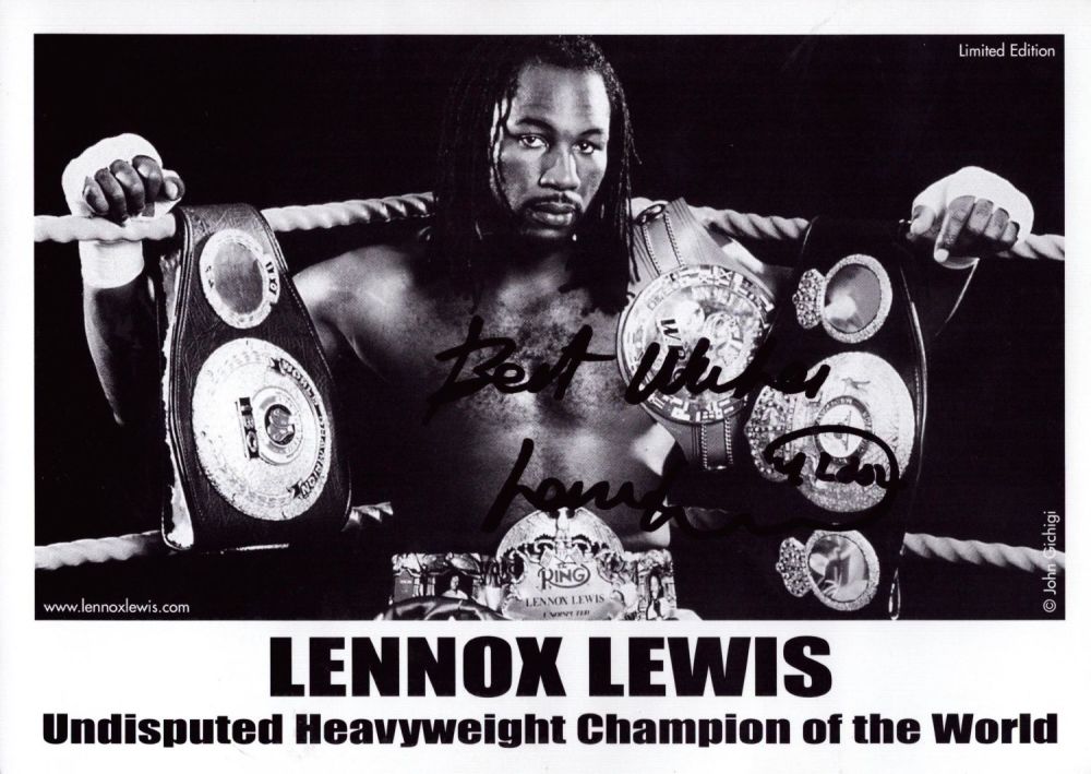Lot 150: Lennox Lewis Heavyweight World Boxing Champion Signed 6x8...