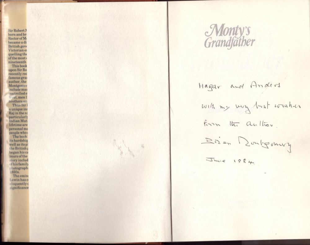 Lot 244: Brian Montgomery signed hardback book titled Montys Grandmother...