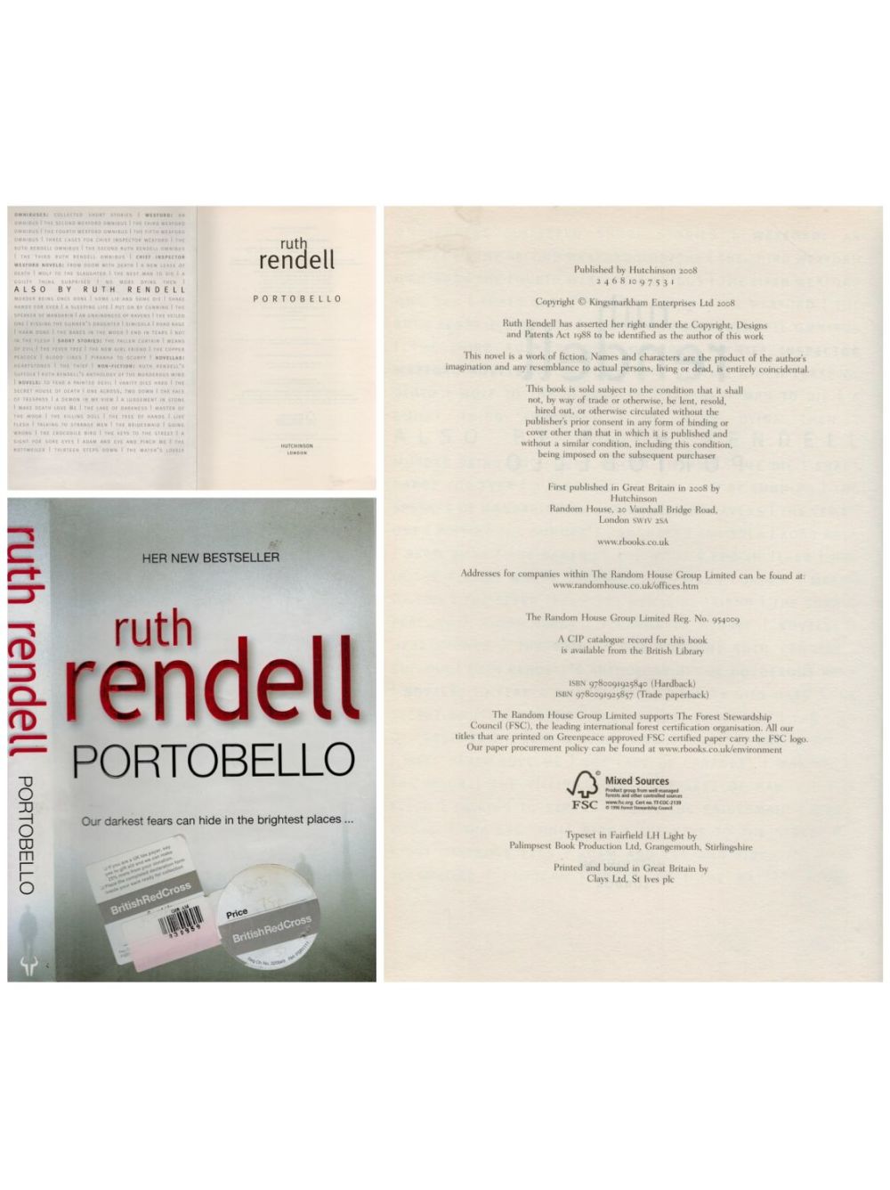 Lot 154: Ruth Rendall 1st Edition Hardback Book Titled Portobello....