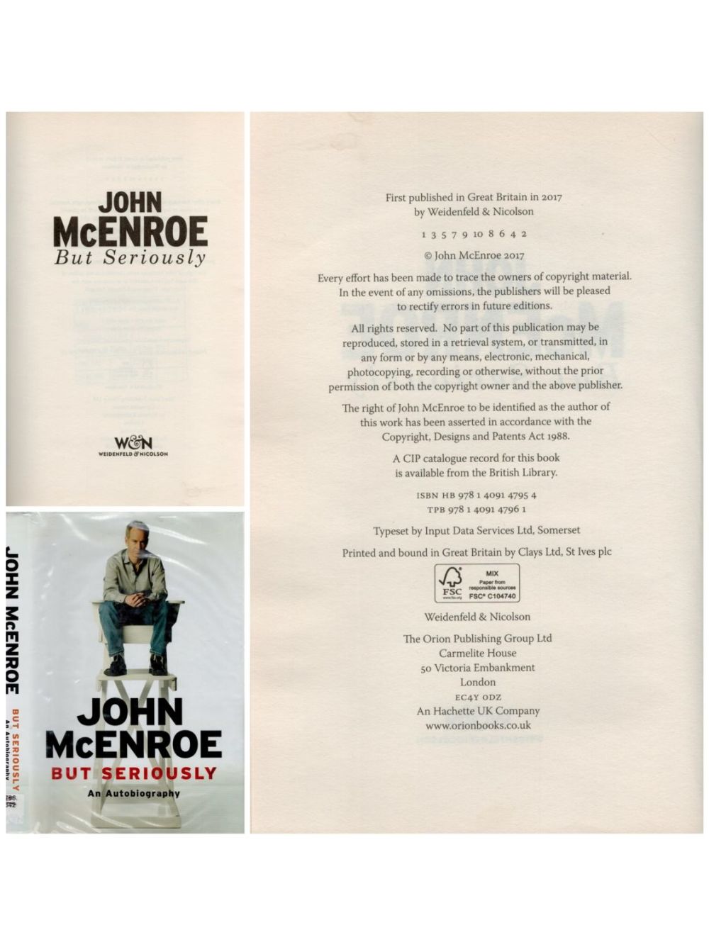 Lot 156: John McEnroe 1st Edition Hardback Book Titled But...