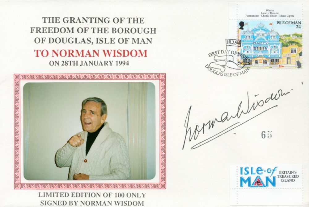 Lot 198: Norman Wisdom signed 1994 Isle of Man Freedom...