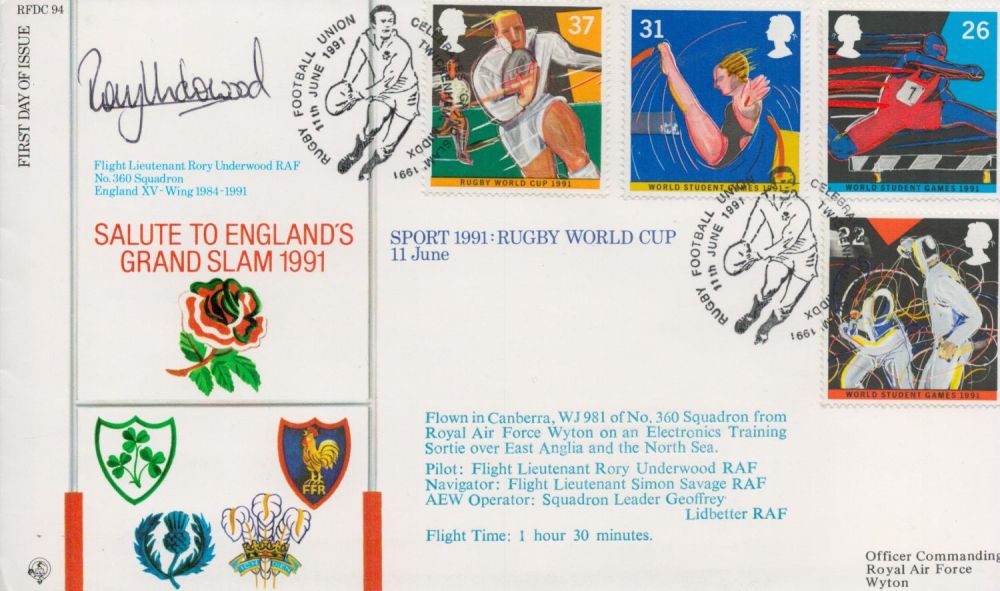 Lot 221: Rory Underwood RAF Signed FDC Salute to England's...