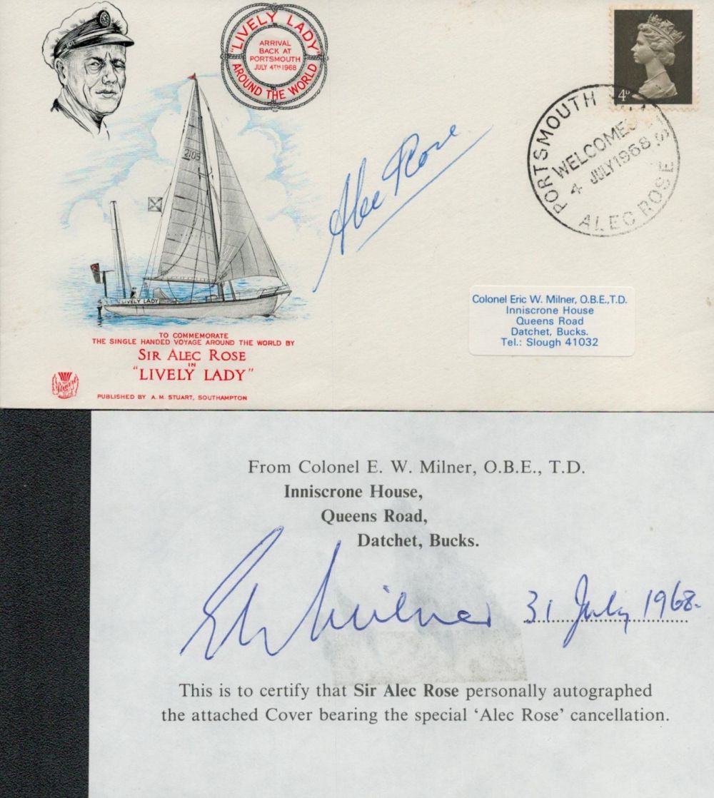 Lot 228: Sir Alec Rose Signed FDC Plus slip signed...