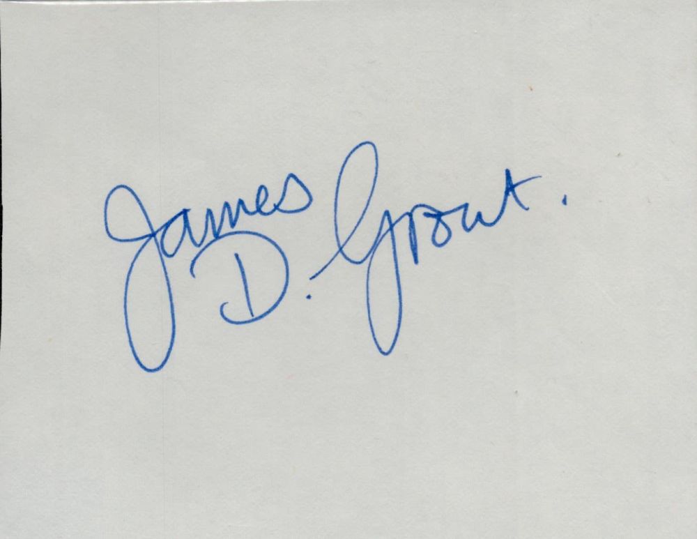 Lot 282: James Grout Signed Autograph Actor Approx. size 4....