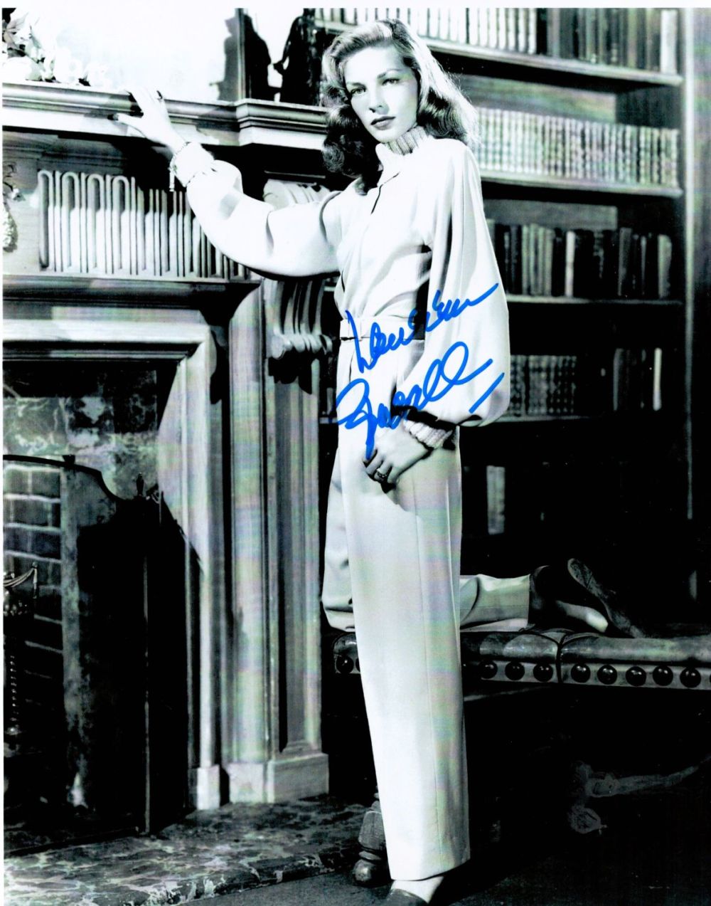 Lot 483: Lauren Bacall signed 10x8 inch black and white...