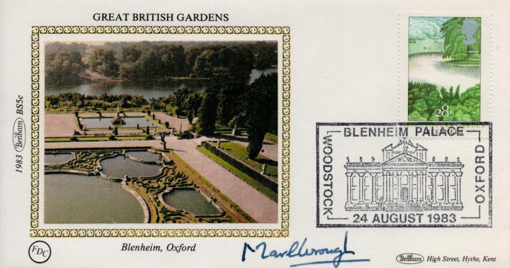 Lot 599: Marlborough signed FDC. Great British Gardens Blenheim, Oxford....