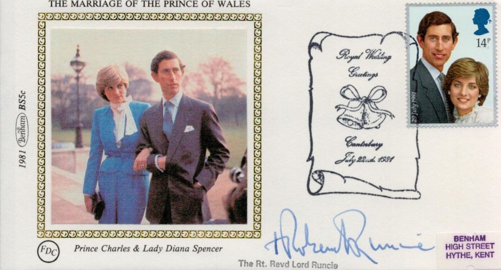 Lot 600: Revd Lord Runcie signed FDC. The Marriage Of...