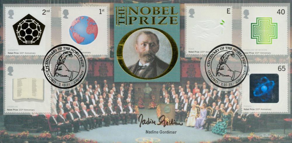 Lot 640: Nadine Gordimer signed FDC. The Nobel Prize. Double...