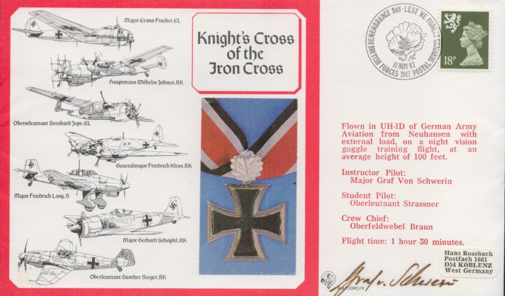Lot 660: Major Graf Von Schwerin Signed Knights Cross of...