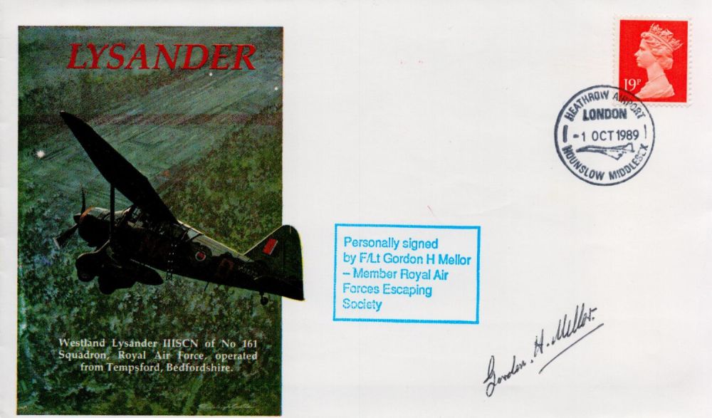 Lot 689: Flt Lt Gordon Mellor Signed Lysander FDC. British...