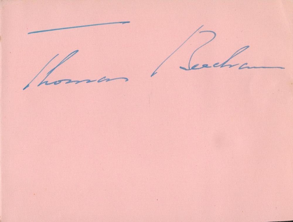 Lot 715: Thomas Beecham signed album page. Good condition. All...