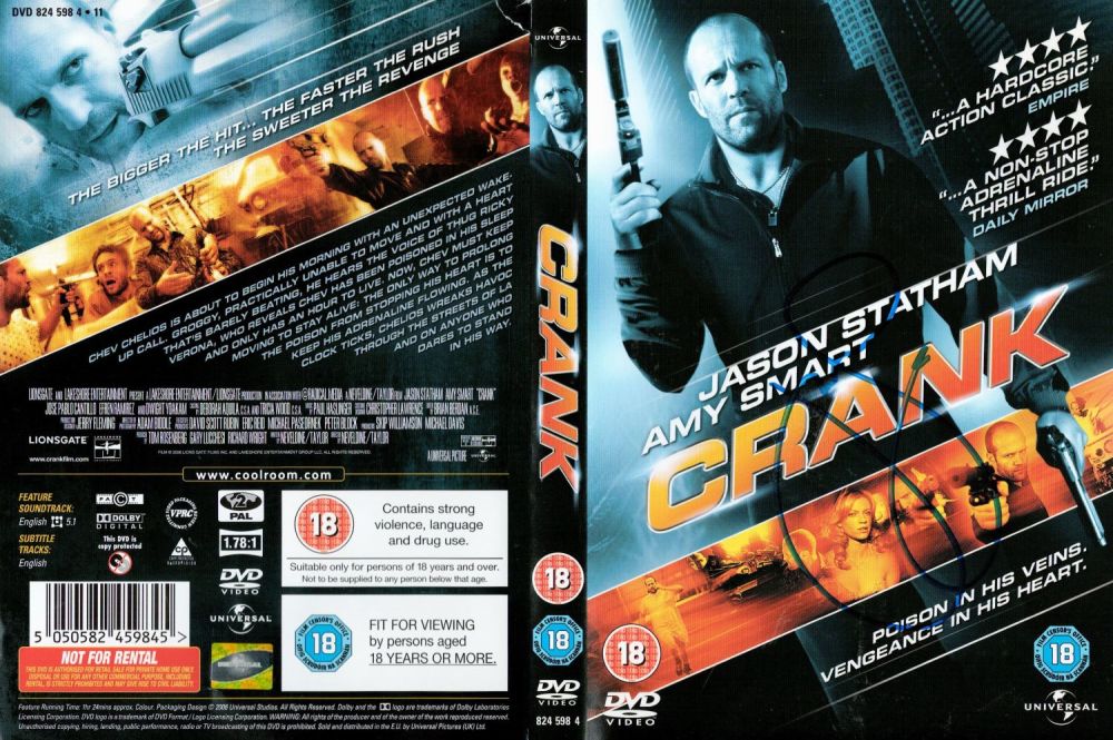Lot 719: Jason Statham signed Crank DVD sleeve Disc not...