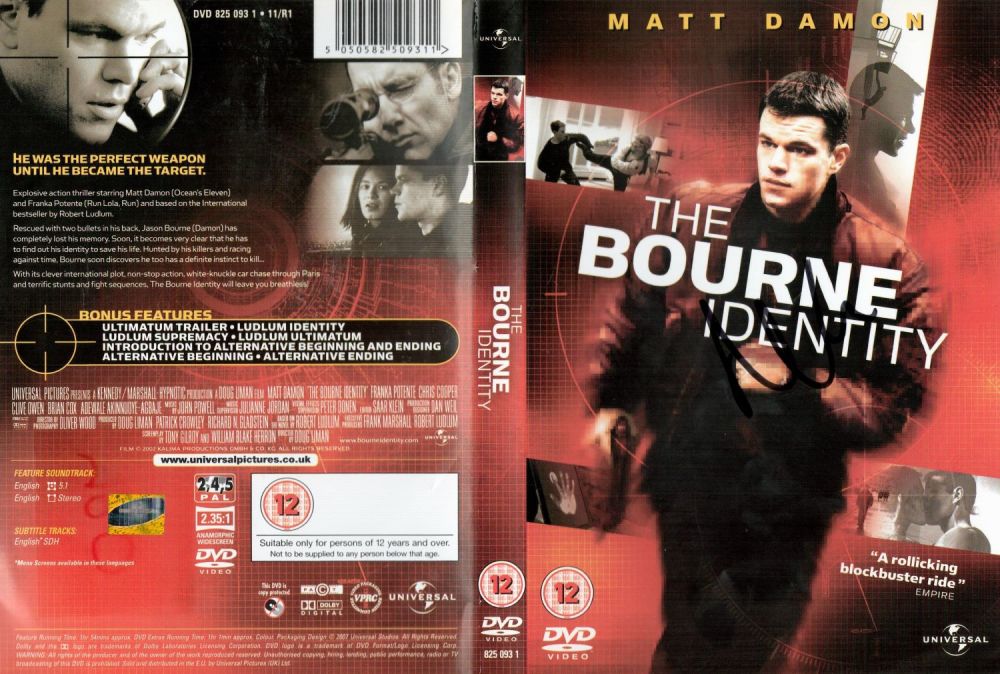 Lot 720: Matt Damon signed The Bourne Identity DVD sleeve...