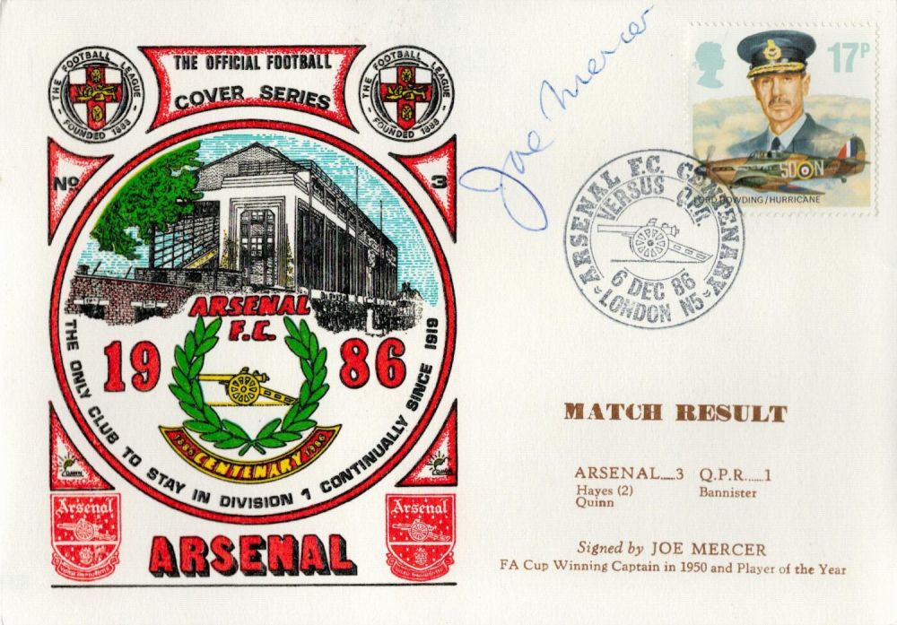 Lot 723: Joe Mercer signed Arsenal Official Football series FDC...