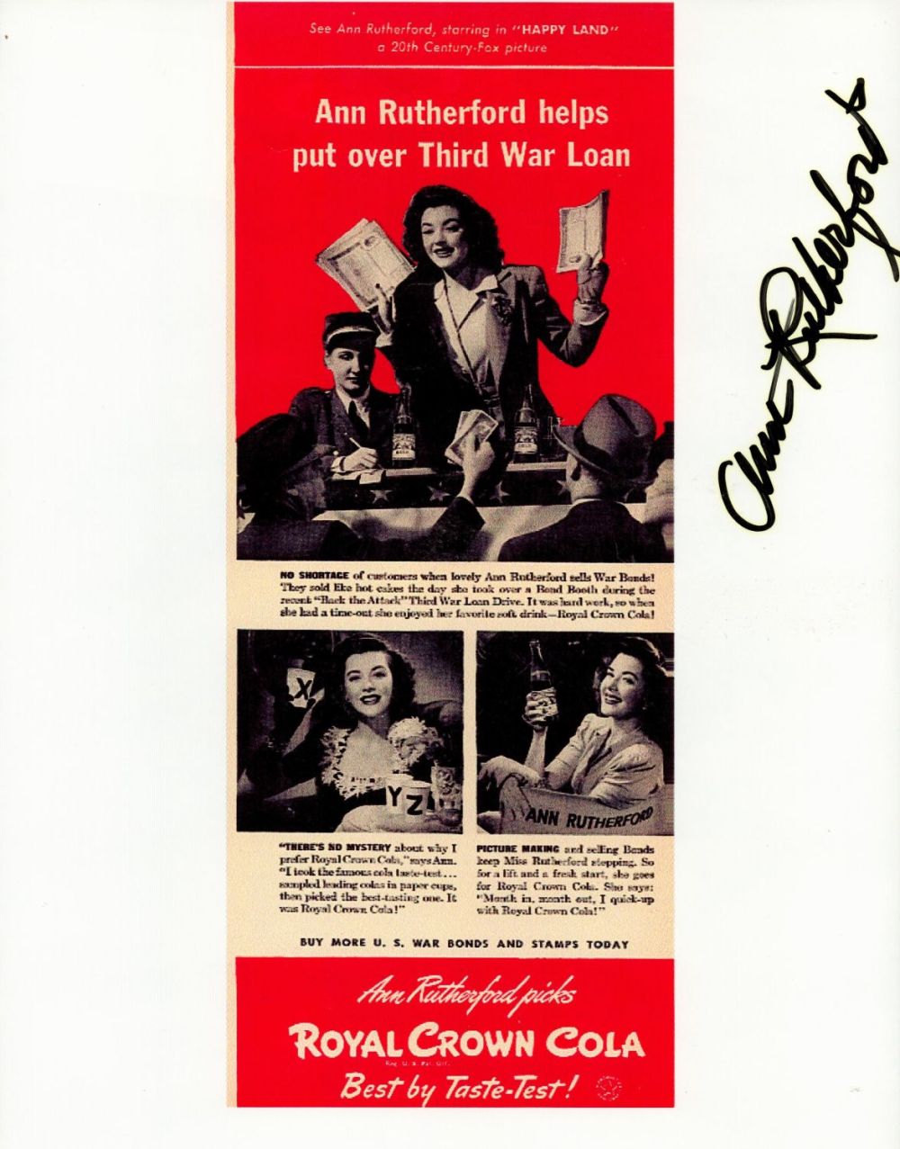 Lot 732: Ann Rutherford signed 12x8 inch colour photo. Good...