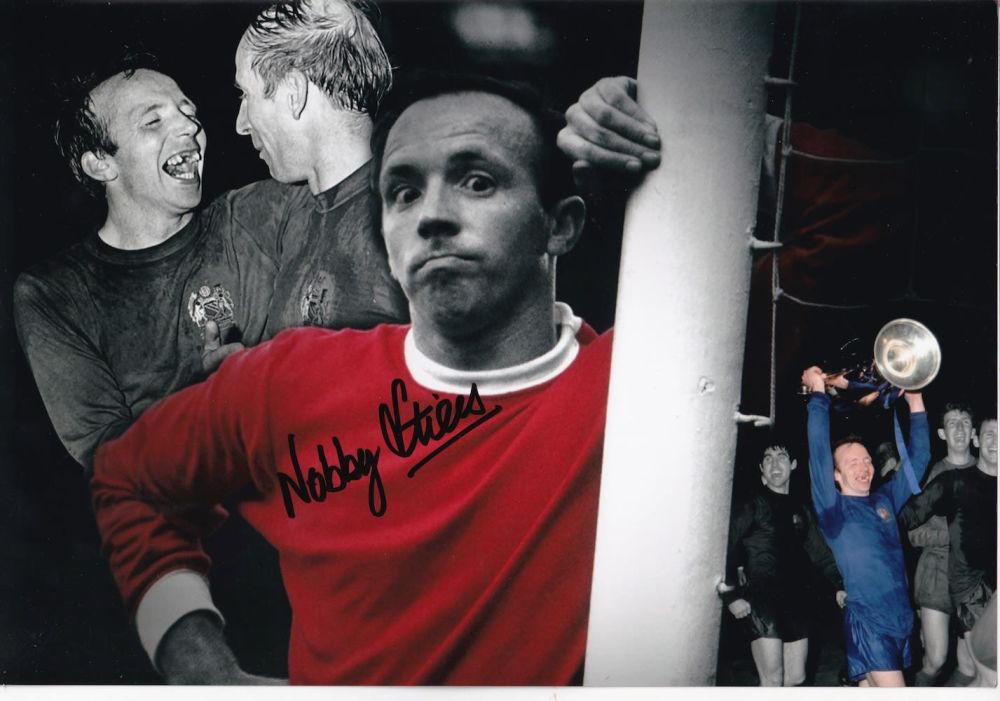Lot 163: Nobby Stiles, Former Manchester United Player signed 12x8...